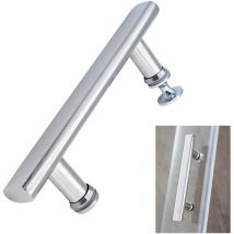 Duschtürgriff, 145 Mm Mittenabstand, Edelstahl, Ersatzteil Für Glasduschtüren, Silberner Knauf.