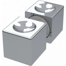 Duschtürknopf eckig 20x20mm - Duschtür Griff beidseitig, Alu verchromt poliert