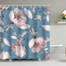 Duschvorhang (180 X 200 Cm) Mit Blumen- Und Blattmuster, Aquarell-blumenmuster In Pastellfarben, Wasserdichtes Polyestergewebe Für Badezimmer, 