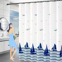 Duschvorhang 80 x 180 cm – Anti-Schimmel-Duschvorhang mit beschwertem Saum, wasserdichte waschbare Duschvorhänge, Ozean-Duschvorhänge aus