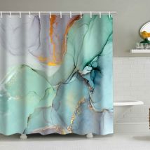 Duschvorhang Mit Marmormuster (180 X 200 Cm), Bedruckter, Wasserdichter Stoffduschvorhang, Duschvorhang Aus Polyester Mit Geometrischem Muster, 