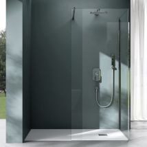 Duschwand Duschabtrennung 100x100cm Walk-In Dusche 8mm Klarglas ESG-Sicherheitsglas mit Nanobeschichtung Rechteckiger Stabilisator BremenL - Mai&mai