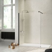 Walk In Duschwand fresh schwarz - Glas 8mm / 90 cm