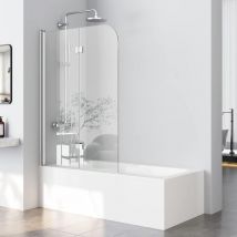 Duschwand für Badewanne 110x140 cm Badewannenaufsatz Duschwand 2-teilig Faltbar 5mm nano ESG-Sicherheitsglas Duschabtrennung Badewanne