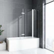 Boromal - Duschwand für Badewanne 160cm Badewannenaufsatz 3 Teilig Duschtrennwand Nano Glas Faltwand