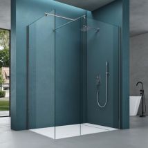 Duschwand für Dusche Duschabtrennung 90x120cm mit 2 festen Seitenelementen 8mm ESG-Sicherheitsglas Walk-In Dusche Klarglas NANO-Versiegelung