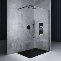 Duschwand für Dusche Duschabtrennung 80x200cm Walk-In Schwarz ESG-Sicherheitsglas 8mm nano Glas BRAM3 Bremen1K - Mai&mai
