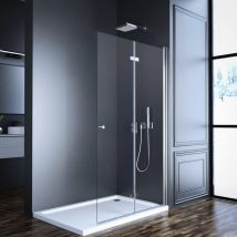 Walk-in faltbar Duschwände 100x185cm Walk-in Dusche Duschwand Glas Falttuer fuer Duschwanne Faltwand Drehfalttuer Faltdusche Glaswand Duschfaltwand