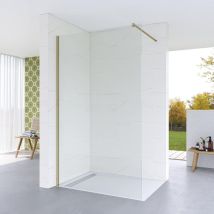 Duschwand Glas Duschabtrennung Walk-in Dusche Nano Esg Echtglas Klarglas 8 Mm Duschtrennwand Duschkabine 5. Farbe:wandprofil In Gebürstet-gold, 120 X 