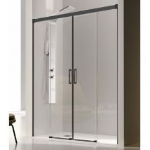 Duschwand für Nische mit 2 Schiebetüren glasé schwarz - 6mm / 180 cm
