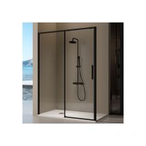 Duschwand mit Schiebetür delta schwarz - Glas 6 mm / 130-131 cm