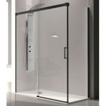 Duschwand Mit Schiebetür Glasé Schwarz - Glas 8/6 Mm / 170 Cm Mit Seitenstück: 66 - 69 Cm