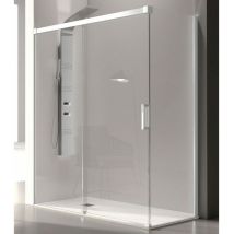 Duschwand Mit Schiebetür Glasé Weiß - Glas 8/6 Mm / 140 Cm Mit Seitenstück: 66 - 69 Cm