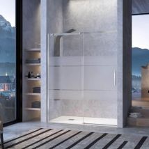 Duschwand mit Schiebetür luna mit Sichtschutz - Glas 8mm / 135 cm Seitenstück : 66.5 - 69 cm