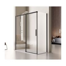 Duschwand mit Schiebetür luna Schwarz - Glas 8mm / 135 cm Seitenstück : 66.5 - 69 cm