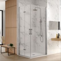 Eckdusche mit Falttür und Flügeltür nardi - Glas 6mm / Falttür 80 cm Flügeltür Falttür 80 cm Position der Falttür Links