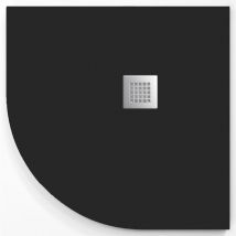Mineralguss-duschwanne Madison Curve Schieferoptik Schwarz 80x80 Cm