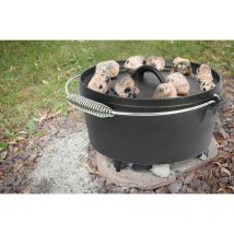 El Fuego Dutch Oven Schwarz Kasan Gusseisen mit Deckelheber 11,28 Liter AY464