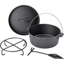 Taino - Dutch Oven 4L Gusseisen ø 25cm Feuertopf Deckelheber Grillzubehör Dopf
