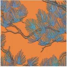 Carta da Parati Motivo a Pino Blu e Arancione - Dutch Wallcoverings