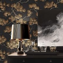 Carta da Parati Motivo a Pino Nero e Oro - Dutch Wallcoverings
