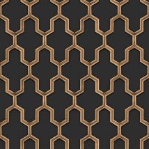 Papel pintado Geometric negro y dorado Dutch Wallcoverings