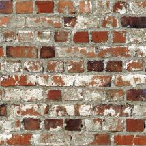 Stone Slate Loft Brick Effect Wallpaper Orange Grey Rustic Weathered Muriva