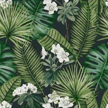Dutch Wallcoverings - Wallpaper Eden Black and Dark Green
