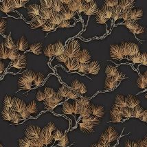 Dutch Wallcoverings - Black Copper Pine Tree Wallpaper Textured Embossed Metallic Paste The Wall Vinyl