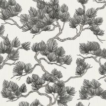 Dutch Wallcoverings - Black White Pine Tree Wallpaper Textured Embossed Metallic Paste The Wall Vinyl