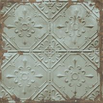 Dutch Wallcoverings - Tin Tile Wallpaper Urban Prints Metallic Metal Modern Teal Fine Decor
