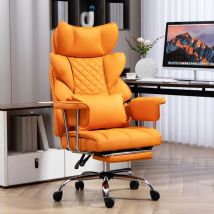 DYHOME Chaise de bureau à hauteur réglable en 3D avec accoudoirs épais et larges, 500LBS, chaise d'ordinateur en PU, orange