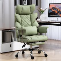 Chaise De Bureau Ergonomique À Hauteur Réglable – Accoudoirs Larges – Cuir Pu Respirant – Support Jusqu'à 500lbs – Repose-pieds Rétractable