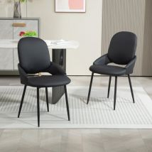 DYHOME Chaise de table à manger Chaise de cuisine moderne (lot de 2), chaise de salle à manger en cuir PU avec pieds en métal et dossier amovible,