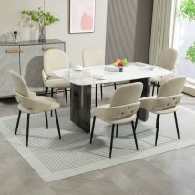 Dyhome - Chaise de table à manger Chaise de cuisine moderne (lot de 6), chaise de salle à manger en cuir pu avec pieds en métal et dossier amovible,