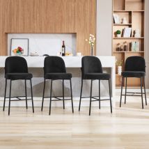 Tabouret de cuisine set de 4 avec dossier et repose-pieds, tabourets de cuisine en tissu Hauteur d'assise 71 cm, noir - Dyhome