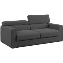 Divani.store - Dylan Canapé avec pouf extractible en tissu effet coton imperméable T13 158 cm anthracite