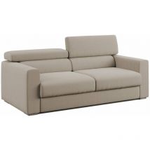 Dylan Canapé avec pouf extractible en tissu effet coton imperméable T13 188 cm beige