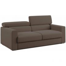 Dylan Canapé avec pouf extractible en tissu effet coton imperméable T13 188 cm brun