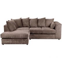 Luxury Life - Dylan Jumbo Cord Fabric 4 Seater L-Shape Corner Sofa in Chocolate (Left Hand Corner)