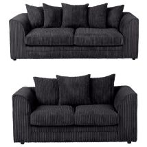 Luxury Life - Dylan Jumbo Cord Fabric 3+2 Sofa Set in Black