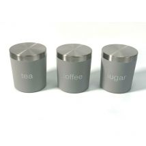 Dylex - Set of Three Kitchen Storage Canisters Jar Pots for Tea Coffee Sugar [Grey]