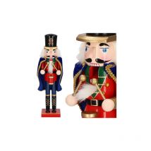 Springos - Cascanueces de 38 cm con Cetro Adorno Navideño Figurita de Madera Azul Marino