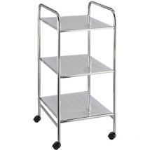 Chariot de service Wenko chromé 3 étagères 32x71 cm salle de bain meuble salle de bain chariot de salle de bain desserte roulante chariot en métal