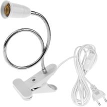 E27 Douille Ampoule À Pince Avec Interrupteur,base De Lampe De Table À Led Avec Col De Cygne 360 Degrés,clip-sur Base De Lampe Avec 2.2m Câble, Pour 