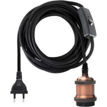E27-Fassung mit Schalter, 1,2 Meter langes Textilkabel für Glühbirnenfassung/Edison-Retro-Pendelleuchte/Kreativlampe, Lampenadapter​Vintage rotes