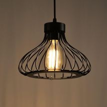 Suspension cage rétro noir – Ø230mm x 220mm – Métal – E27 – Luminaire moderne pour maison, bar, restaurant