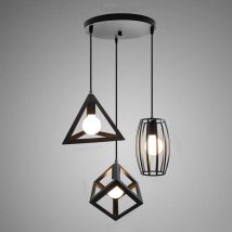 E27 Lampadario Moderno Lampada a Sospensione Gabbi Ferro Illuminazione Pendente Nero per Cucina Barra Ristorante Sala da Pranzo Dormitorio