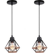 E27 Lampe Suspensions Vintage Lampes Suspendues en Métal Plafonnier Hauteur Réglable Lampe Ø16CM - 2Pcs