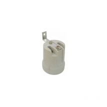 E27-Lampenfassung aus verstärkter Keramik mit 90°-Haken. Weiß